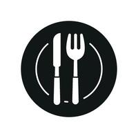 Fork knife and plate icon set emphasizes simple eating routines and modern kitchen visuals ideal for household product branding vector