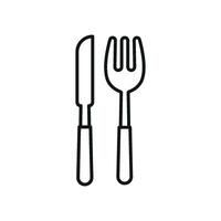 Fork and knife icon highlights practical dining tools and table settings, perfect for home cooking and food education vector