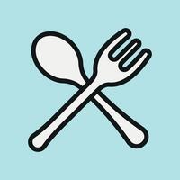 Spoon and fork icon symbolizes mealtime essentials ideal for restaurants, menus, and cooking content vector
