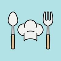 Chef hat and fork spoon icon reflects expert cooking, food enjoyment, and meal preparation tools, perfect for recipe blogs and food tutorials vector