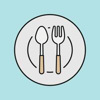 Spoon fork plate icon set showcases simplicity and functionality perfect for cooking apps, menus, and food service designs vector