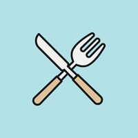 Fork and knife icon highlights dining essentials used in everyday meals, suitable for recipe blogs and kitchen visuals vector