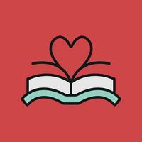 Books forming heart shape icon reflects devotion to learning and knowledge perfect for educational promotions and reading events vector