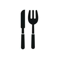 Fork and knife icon portrays dining tools used for various cuisines, perfect for menu designs and food-related content vector