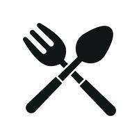Spoon and fork icon showcases simplicity in eating tools perfect for minimalist food branding and lifestyle illustrations vector