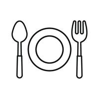Spoon fork plate icon set represents kitchen routine and meal enjoyment ideal for food blogs, tutorials, and lifestyle content vector