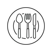 Spoon fork knife icon showcases simplicity, function, and dining culture perfect for menus, kitchen graphics, and food content vector