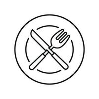 Fork knife and plate icon set highlights food presentation and tableware harmony ideal for cooking apps and dining designs vector
