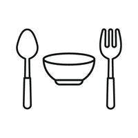 Spoon fork bowl icon set emphasizes clean table settings and daily eating routines ideal for lifestyle content and food branding vector