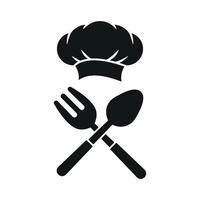 Chef hat and fork spoon icon portrays food preparation, eating habits, and cooking traditions, perfect for chef courses and culinary content vector