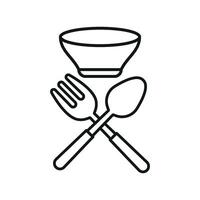 Spoon fork bowl icon set reflects modern meal presentation and dining culture suitable for menus and home cooking visuals vector