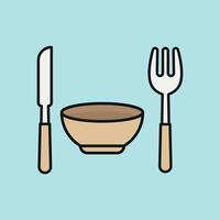 Knife fork and bowl set icon highlights table setting and meal preparation tools perfect for food service design and home cooking visuals vector