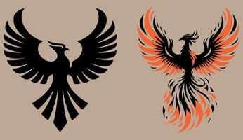 Silhouette illustration of the mythical phoenix bird with outstretched wings vector