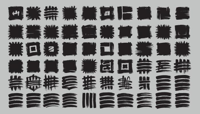 Black grunge touches in the shape of squares. There are 60 pieces in the set.
