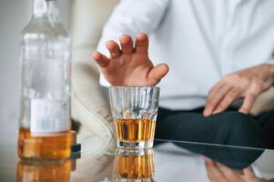 Man is, rejected alcohol. No more drinking photo