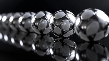 A row of silver balls on a black surface photo