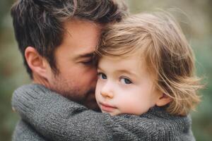 Father and daughter hugging, showing love and connection photo