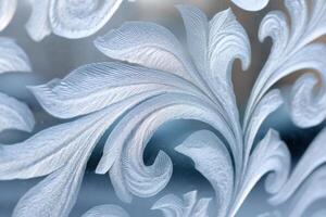 Decorative frosted swirl pattern etched into glass creating beautiful leaf shapes photo
