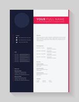 Clean and modern resume or cv template for job candidates. Minimalist simple cv template fully editable. Professional resume letterhead, cover letter business layout for job applications. unique vector