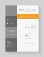 Clean and modern resume or cv template for job candidates. Minimalist simple cv template fully editable. Professional resume letterhead vector