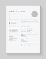 Clean and modern resume or cv template for job candidates. Minimalist simple cv template fully editable. Professional resume letterhead, business layout for job vector