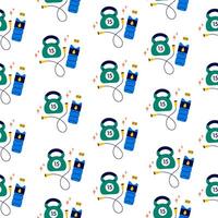 Seamless pattern with gym inventory elements vector