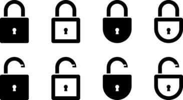 lock icon set. security symbol. Padlock signs. Open and closed design vector
