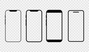 Realistic smartphone icons set. Phone display with white screen. Cellphone icons Collection. mobile concept and web design vector