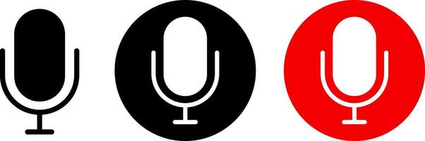 Recording icon set. Red logo camera recording symbol. recording conversation. recording voice message signs vector