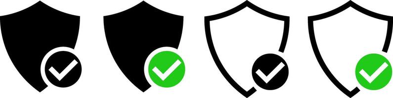 Shield checkmark icon set. cyber protection and privacy. digital protection lock icons. encrypted padlock signs vector