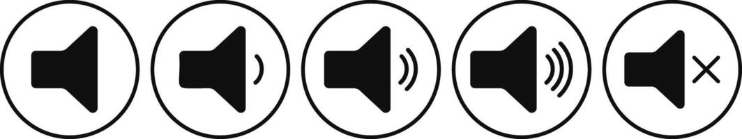 speaker icon set. Audio speaker. volume icons. Mute and unmute volume sound vector