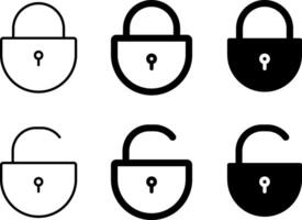 lock icon set. security symbols. Padlock signs. Open and closed design vector