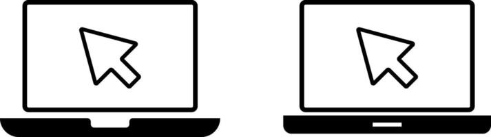 Laptop with pointer cursor icon set. Click Cursor. Pointer click sign. mouse cursor arrow symbol. vector