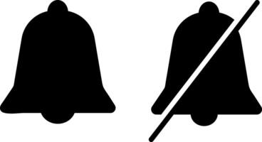 Bell notification icon set. mute unmute signs. turn off icons. Reminder signal vector