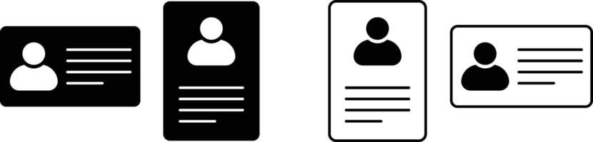 ID Card icon set. Pass identity. Badge Symbol. Employee clerk card. badge sign. proof concept. Identification design vector