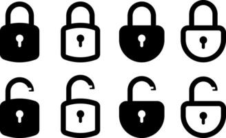 padlock icon set. lock with check mark. cross mark icon collection. security symbol. open and closed sign. Open and Closed Icons vector