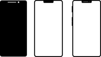 Realistic smartphone icon set. Phone display with white screen. Cellphone icons Collection. mobile concept and web design vector
