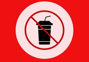 No outside drinks or coffee not allowed. prohibited on drinks. cup with straw. warning signs vector