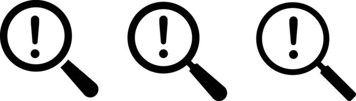 Finding problem icon set. Solution Concept with Magnifying Glass. business theme. education theme. problem solving vector
