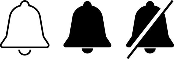 Notification bell icon set. Alarm symbol. Incoming inbox message. Ringing bells. New message icons collection vector