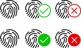 Fingerprint accepted approved icon set. scanning icon sign. accepted identity scan vector