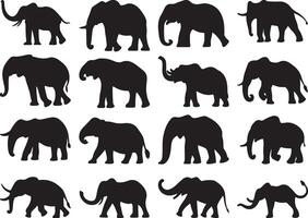 Set of elephant silhouette vector