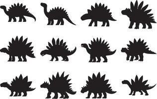 Set of stegosaurus silhouette vector