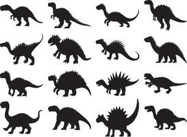 Set of plated dinosaurs silhouette vector