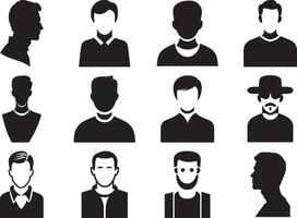 Set of Man icon silhouette vector