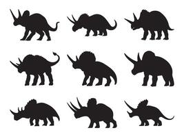 Set of ceratopsians silhouette vector