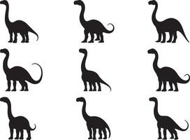 Set of diplodocus silhouette vector