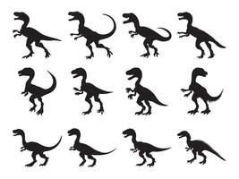 Set of velociraptor silhouette vector
