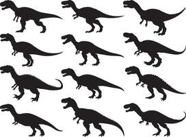 Set of allosaurus silhouette vector