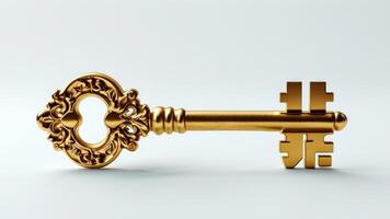 A Golden Ornate Antique Key, Shining Under a Spotlight photo